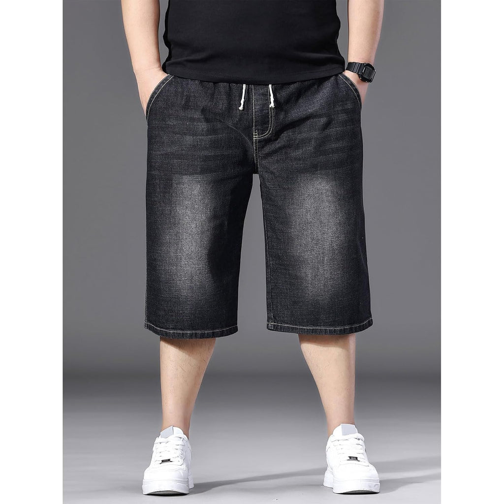 Men'S Big And Tall Jean Shorts Elastic Waisted Baggy Jorts Drawstring Plus Size Relaxed Fit Denim Shorts 2Xl-6Xl