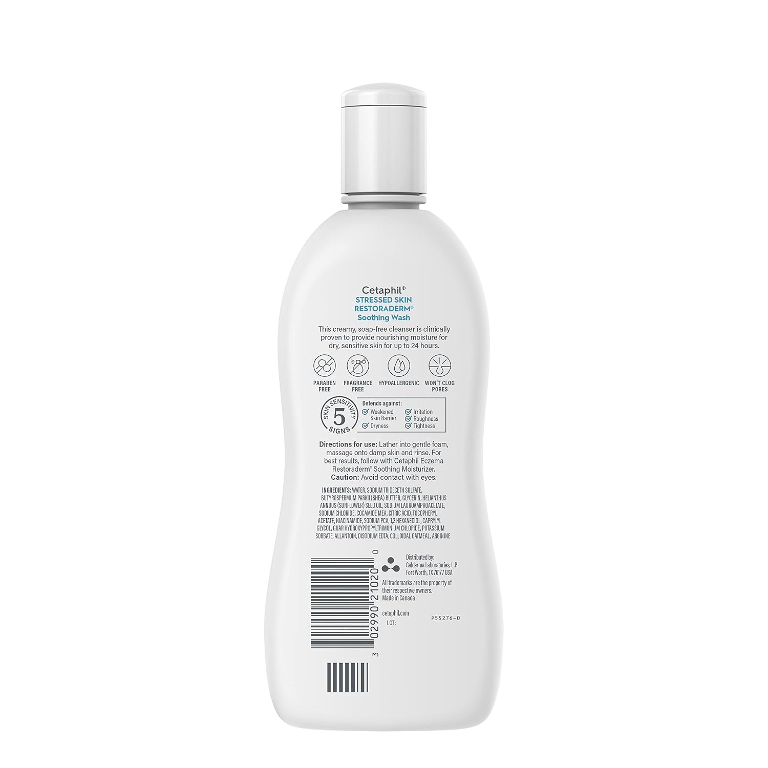 Cetaphil Restoraderm Soothing Wash, 10 Fl Oz, Soothes Dry, Stressed Skin, Hypoallergenic, Soap & Paraben Free, National Eczema Association Endorsed