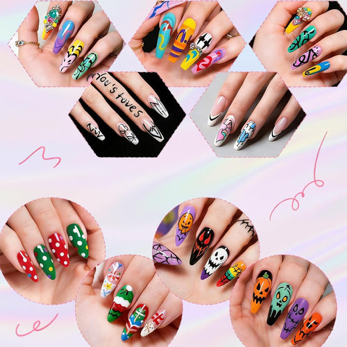 12 Color Nail Art Pens Set, Nail Art Markers & Nail Polish Pens with 0.5mm Fine Tip for Quick-Dry Graffiti, Dotting, Drawing, Painting, Liner - Professional DIY Home Salon Manicure Tools