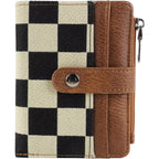Small Checkered Wallet For Women,Rfid Blocking Pu Leather Bifold Wallet,Cute Compact Credit Card Holder Purse With 8 Card Slots,Id Window And Coin Pocket(Brown)
