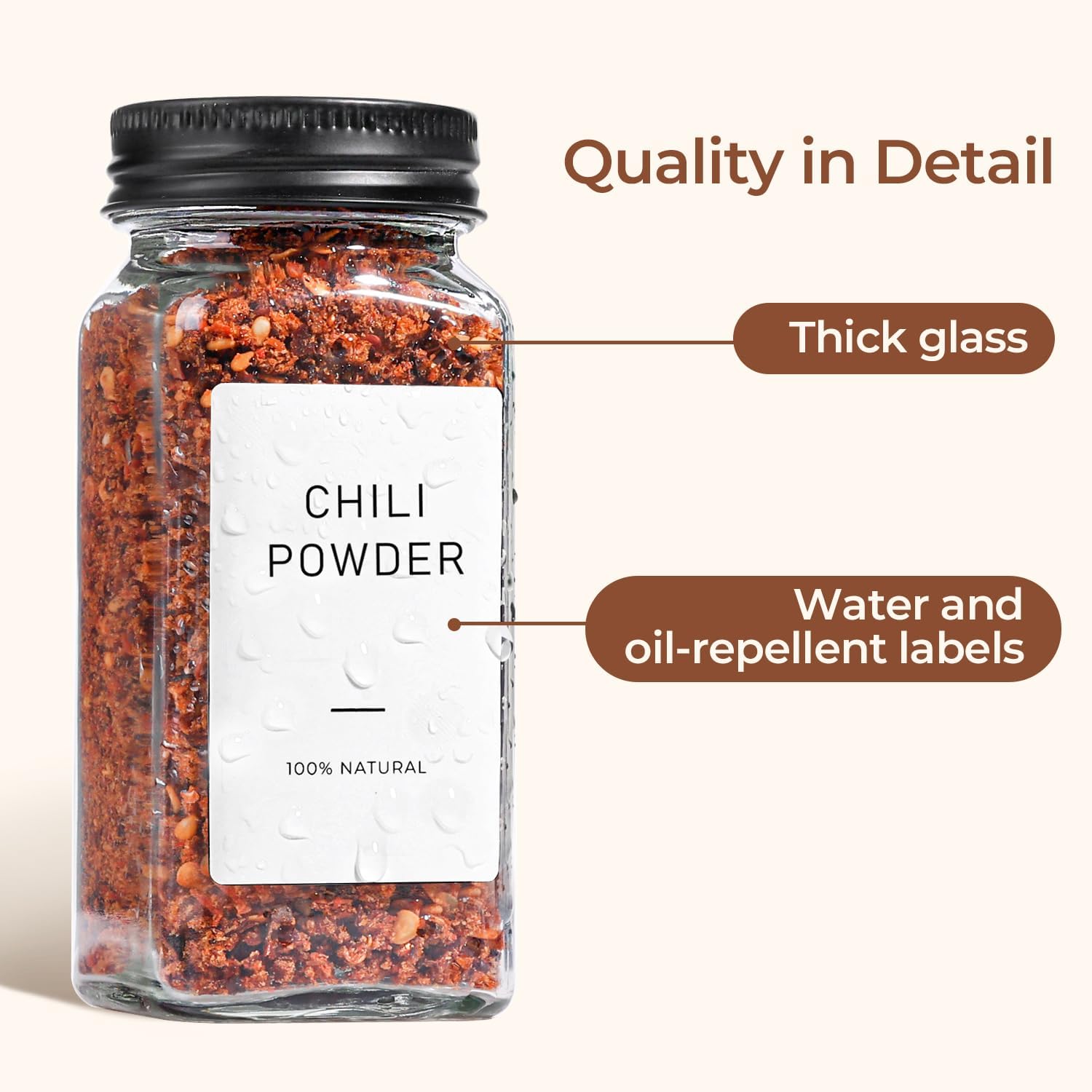Comsaf Glass Spice Jars With With Labels 4 Oz 6 Pack Small Square | Empty Containers, Seasoning Herb Powder, Salt Pepper Chili, Spice Rack Organization, Kitchen Cabinet Storage, Funnel Included