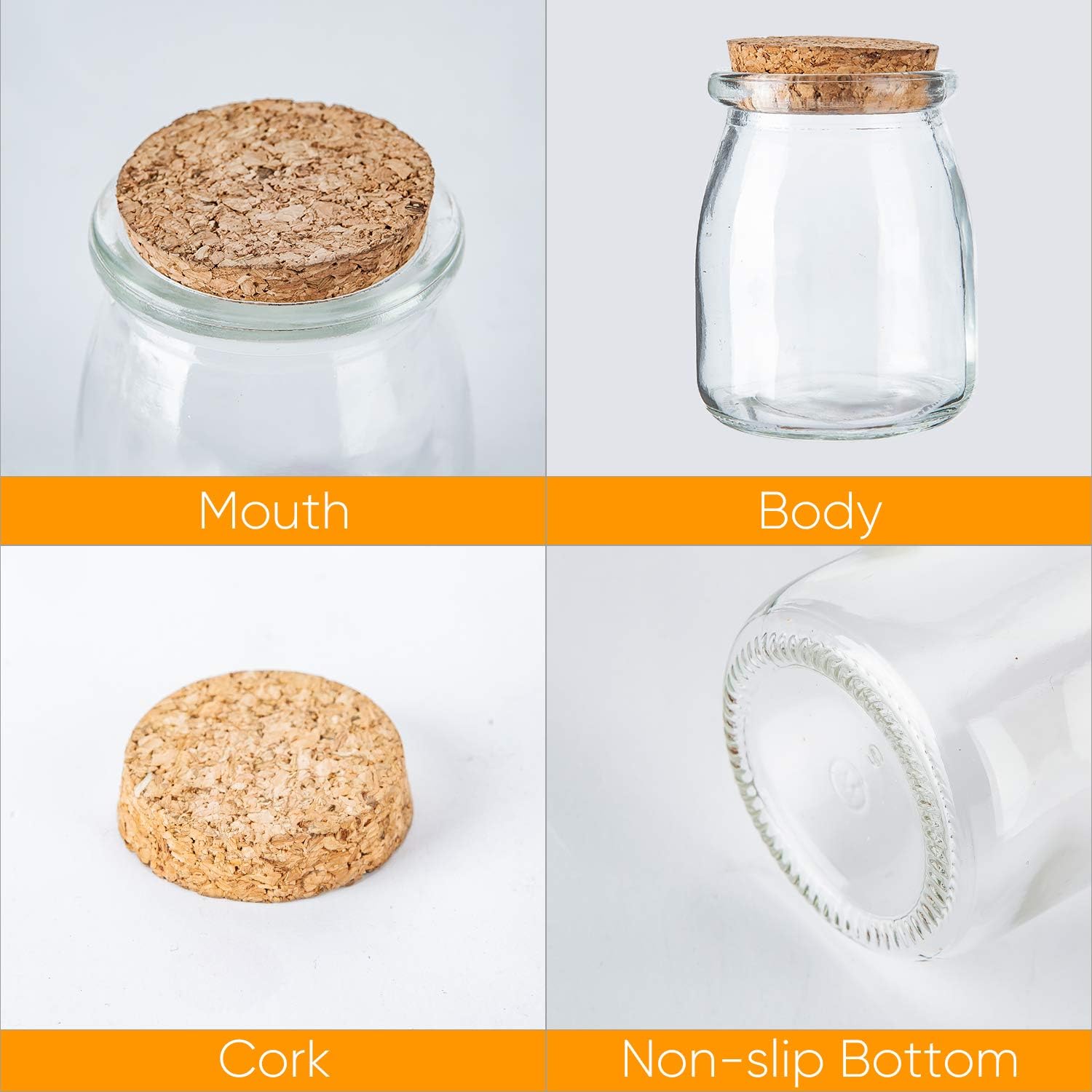 Mini Yogurt Jars 30 Pack, 7 oz Glass Favor Jars with Cork Lids, Pudding Containers with Lids, Mason Jar Wedding Favors Honey Pot with Label Tags and String