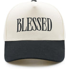 Blessed Trucker Hat, Vintage Embroidered Christian Baseball Caps for Men & Women, Trendy Religious/Birthday Gifts Blessed-black/Beige