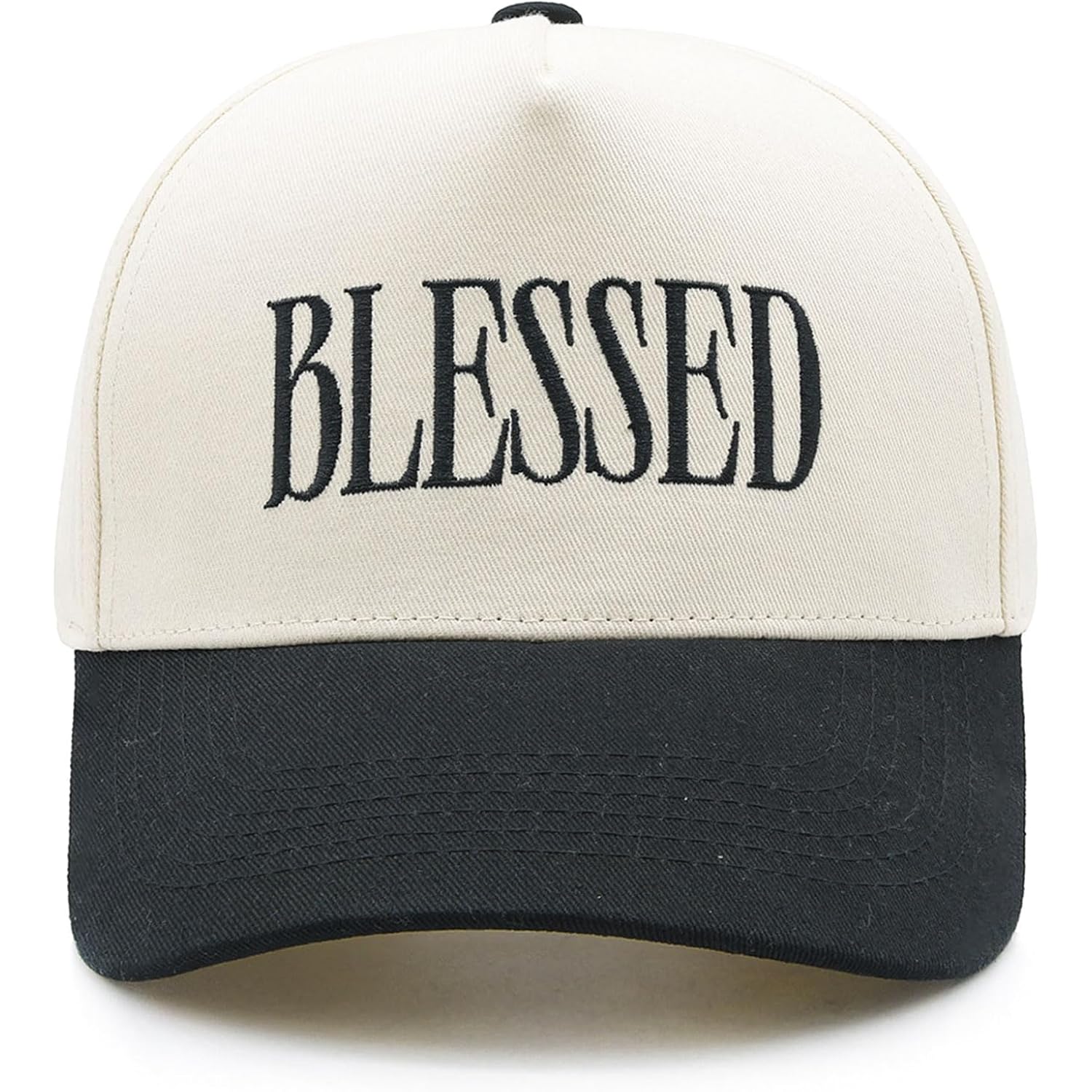 Blessed Trucker Hat, Vintage Embroidered Christian Baseball Caps for Men & Women, Trendy Religious/Birthday Gifts Blessed-black/Beige