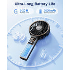 Sweetfull Handheld Portable Fan, 5000Mah Rechargeable Battery, 6 Speed Wind, Led Digital Display, Foldable Electric Personal Mini Travel Fan With Backup Power, Summer Essentials Gifts For Women Girl