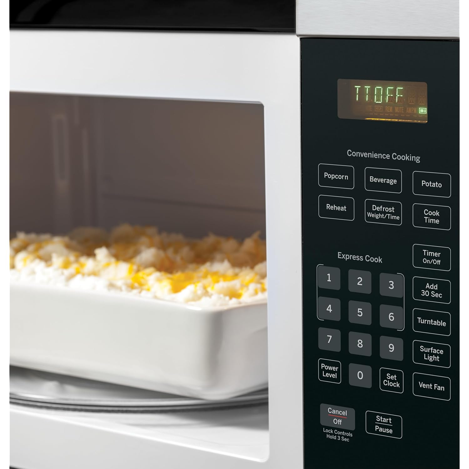 GE 30" Over-the-Range Microwave, 1.6 Cu. Ft., 1000 Watts, 300 CFM Hood Vent, LED Lighting, Auto Defrost, Easy Mount Install, Stainless Steel, JVM3160RFSS