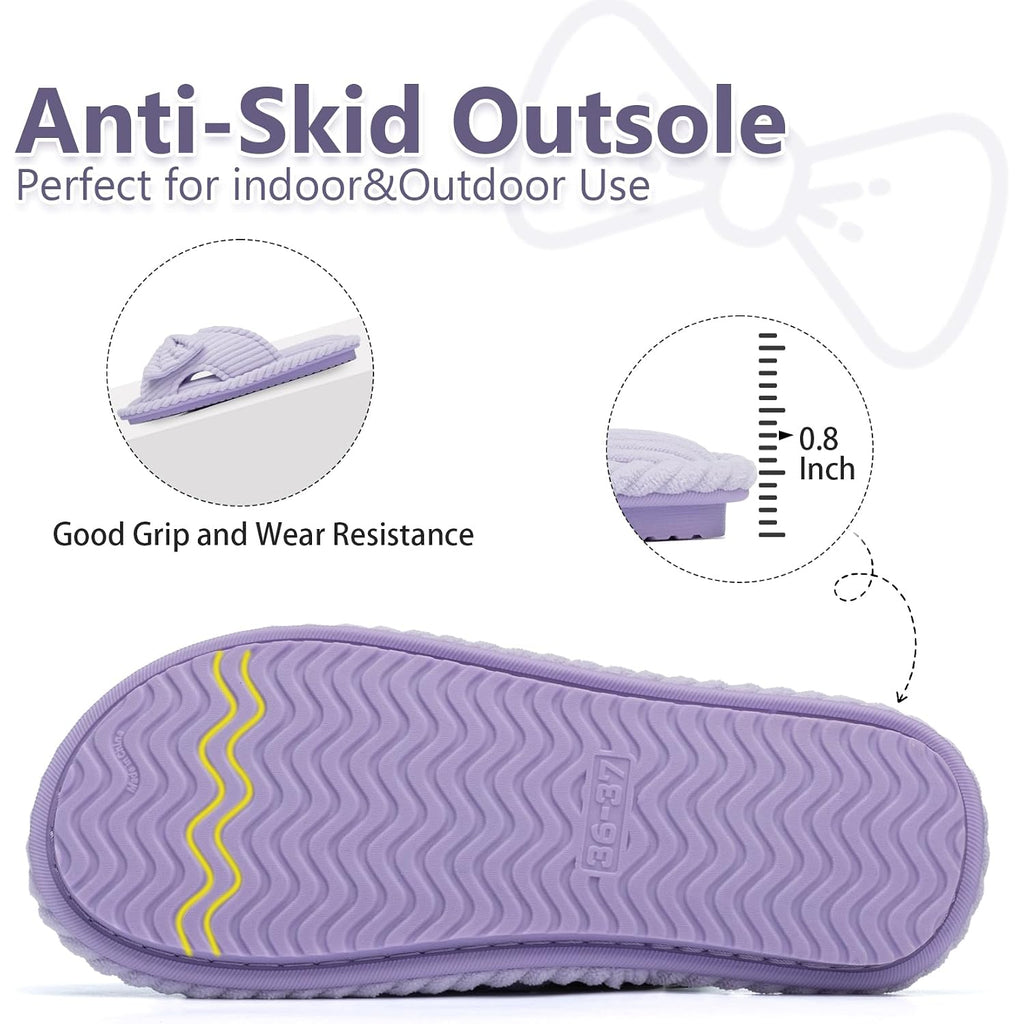 Cute Slippers For Women Indoor And Outdoor Cozy Soft Bow Open Toe Womens Slippers With Memory Foam Anti-Skid Sole Slides Spa Birthday Gifts For Women Mom Her Ladies Bridesmaid