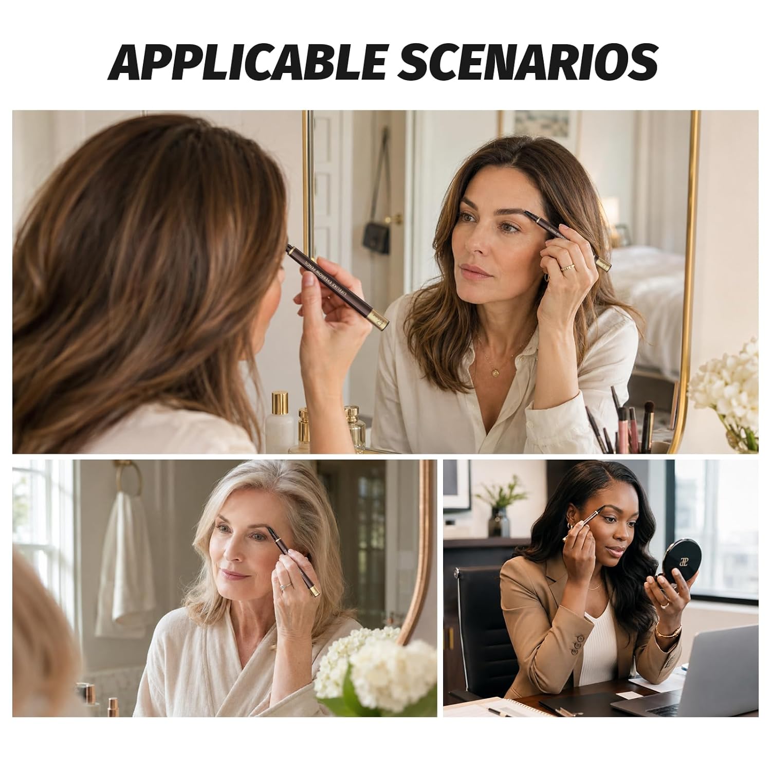 2 Pack Eyebrow Pen, Waterproof Microblading Eyebrow Pencil, 4 Tip Precise Eye Brow Makeup Pen for Women to Effortlessly Create Hair Like Natural Brows, Non Dry Out and Last All Day (Dark Brown)