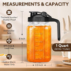 Mihlapi Breast Milk Pitcher, 32 OZ Mason Jar Pitcher with Lid Double Leak Proof,1 Quart Breastmilk Storage Containers for Fridge, Glass Jug for Sun Tea, Juice, Cold Brew Coffee