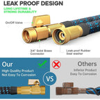 100 Ft Expandable Garden Hose - Kink Free Flexible Water Hose 100Ft With 10 Pattern Spray Nozzle, 3/4 Solid Brass Connectors, Retractable Latex Core - Lightweight Expanding Hose