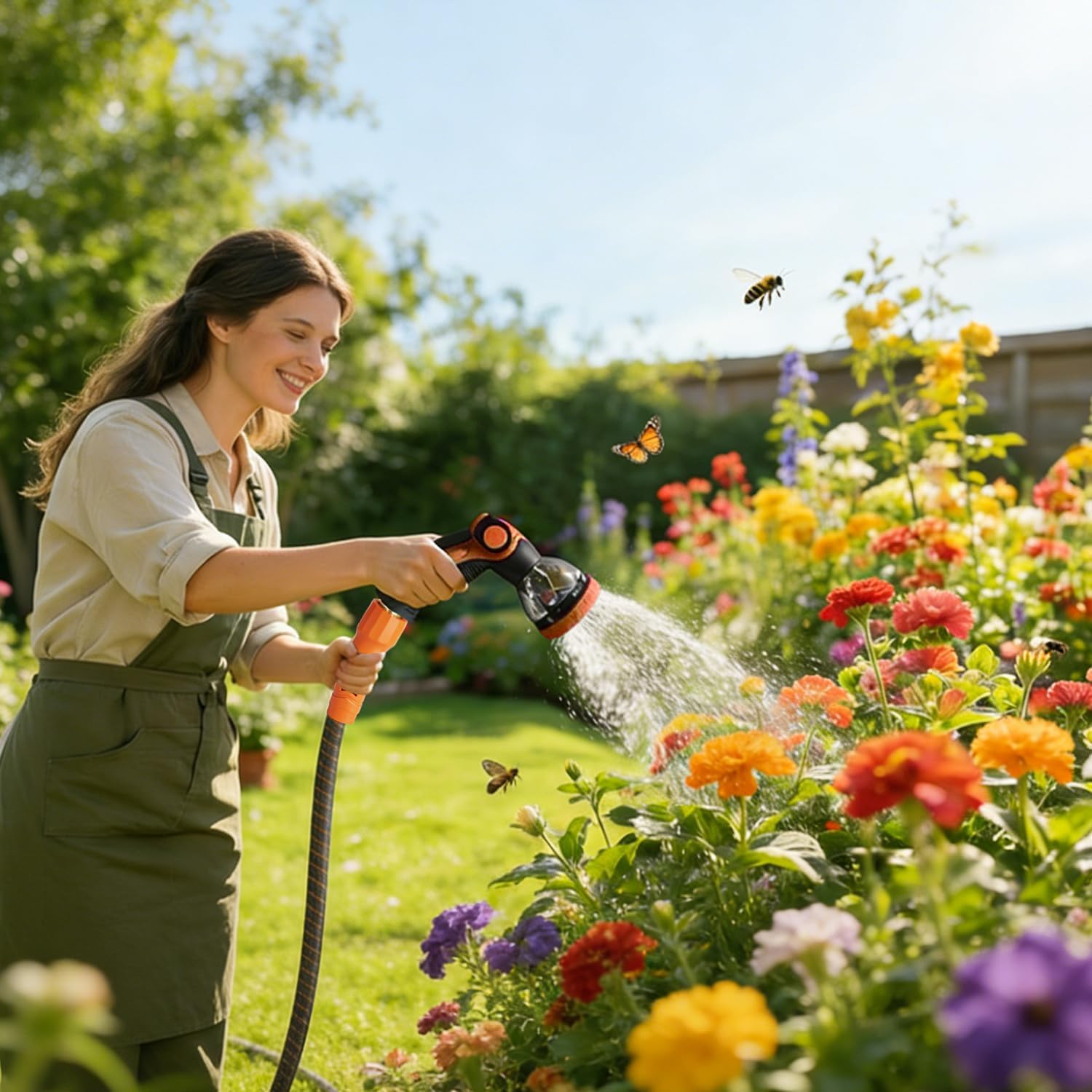 50Ft Ultra Lightweight Garden Hose, Flexible Water Hose, 10 Function Nozzle,Leak-Proof,Swivel Handle Non-Slip, Non-Kink Heavy-Duty Hose For Yard,Car,Rv,Outdoor Non|Expandable(50Ft)