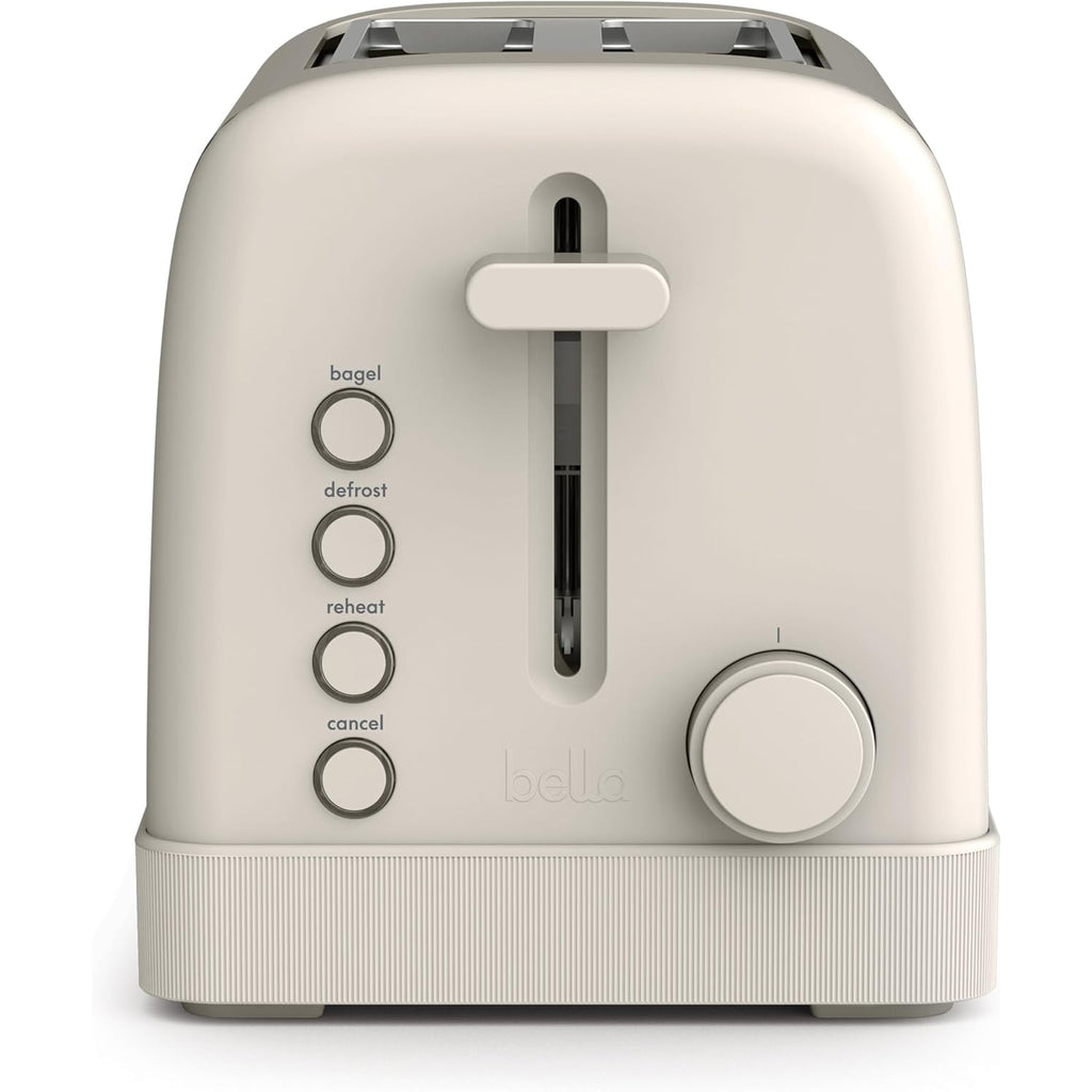 bella 2 Slice Toaster, 6 Setting Shade Control w Reheat, Cancel, Bagel & Defrost Buttons, Removable Crumb Tray, Anti Jam & Auto Shutoff, Auto Centering Guides & Cord Wrap, 900 Watt, Oatmilk
