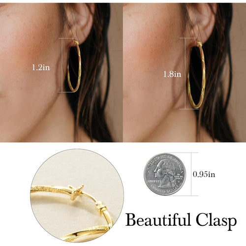 14K Gold Hoop Earring for Women Earrings Hoops Twisted 14 Karat Earrings Gold Jewelry Lightweight 30 MM,40 MM