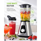 Gdor 1200W Blender For Smoothies And Shakes, 52 Oz Glass Jar & 22 Oz To-Go Cup Combo, Countertop Blender With 6-Leaf Blade, 3 Adjustable Speed For Juices, Frozen Fruit Drinks, Sauces, Self-Cleaning