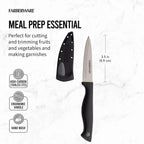 Farberware Edgekeeper 3.5-Inch Paring Knife with Self-Sharpening Blade Cover, High Carbon-Stainless Steel Kitchen Knife with Ergonomic Handle, Razor-Sharp Knife, Black