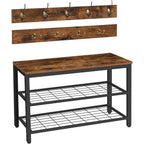 HOOBRO Hall Tree with Bench, Coat Rack Shoe Bench Set, Entryway Shoe Rack with Coat Hooks, Hall Tree Coat Rack, Mud Room, Industrial, for Foyer, Front Door, Rustic Brown BF07MT01