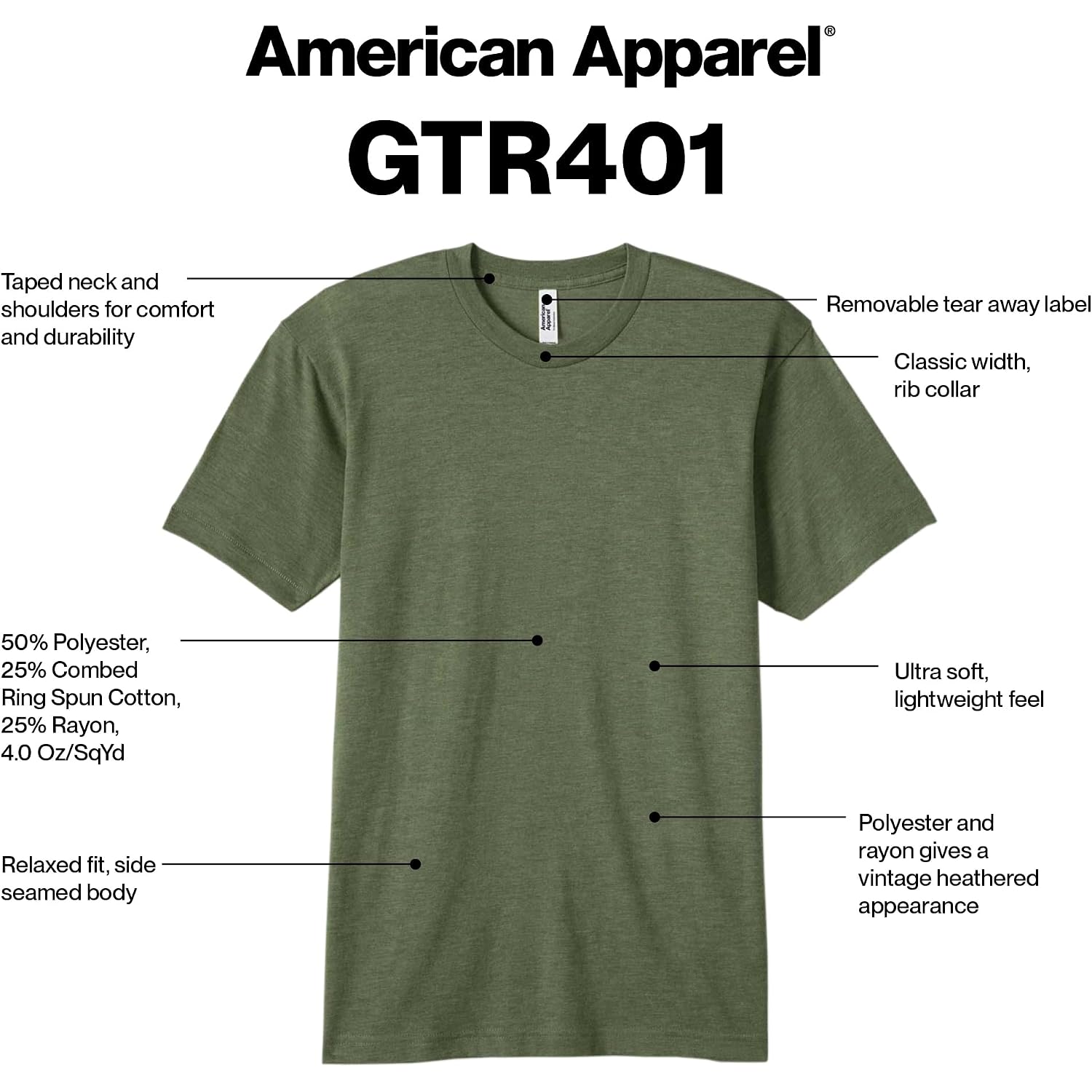 American Apparel Men'S Tri-Blend Track T-Shirt 2-Pack