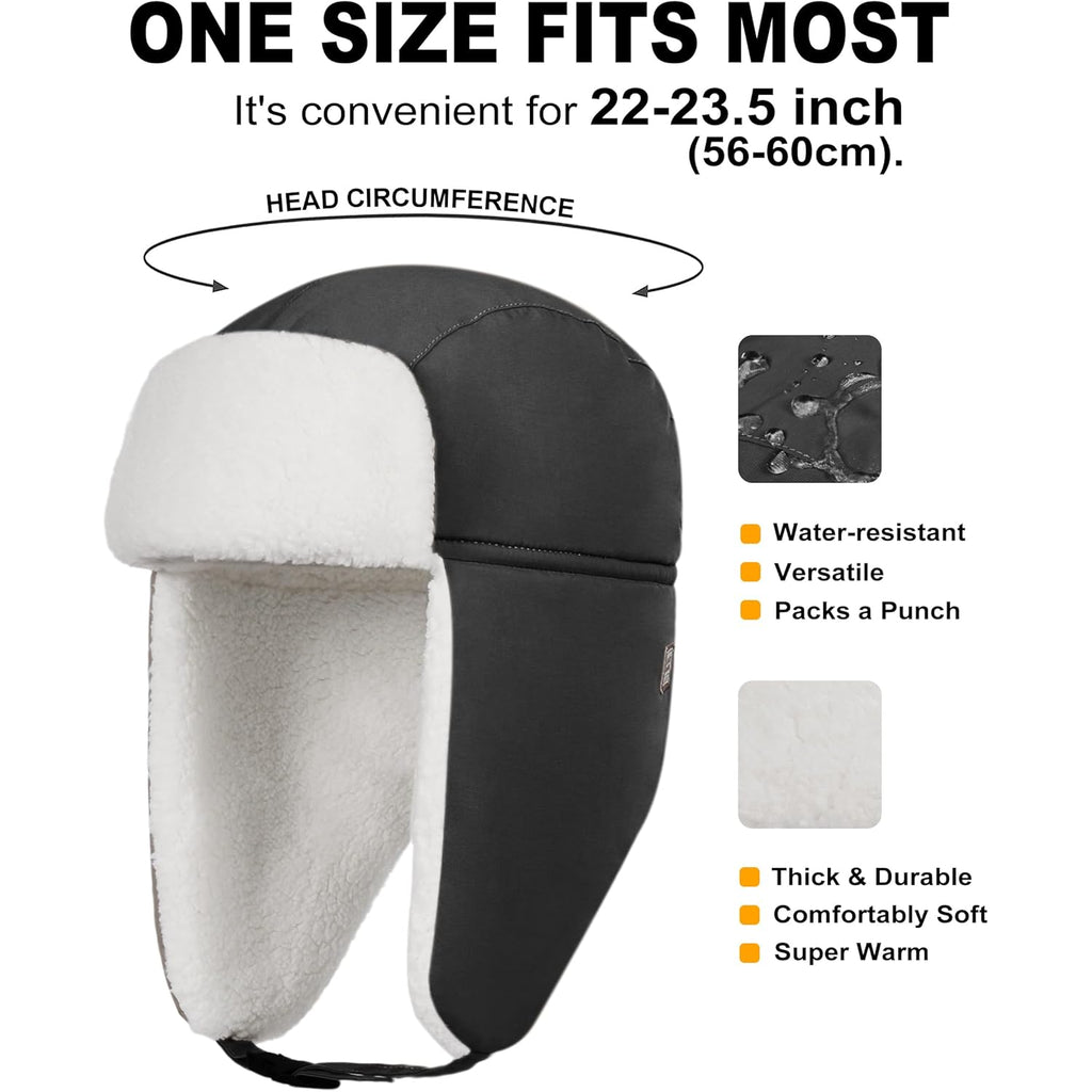 OUTDOOR SHAPING Trapper Hat for Men Women Windproof Trooper Hat Ushanka Ear Flaps Warm Winter Outdoor Hats