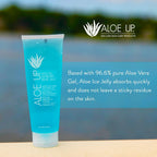 Aloe Up Aloe Vera Gel For Sunburn Relief – Cooling After Sun Jelly For Face & Body – 96.6% Pure Gel –, Water Resistant For Up To 80 Minutes, Alcohol & Fragrance Free – 4 Oz