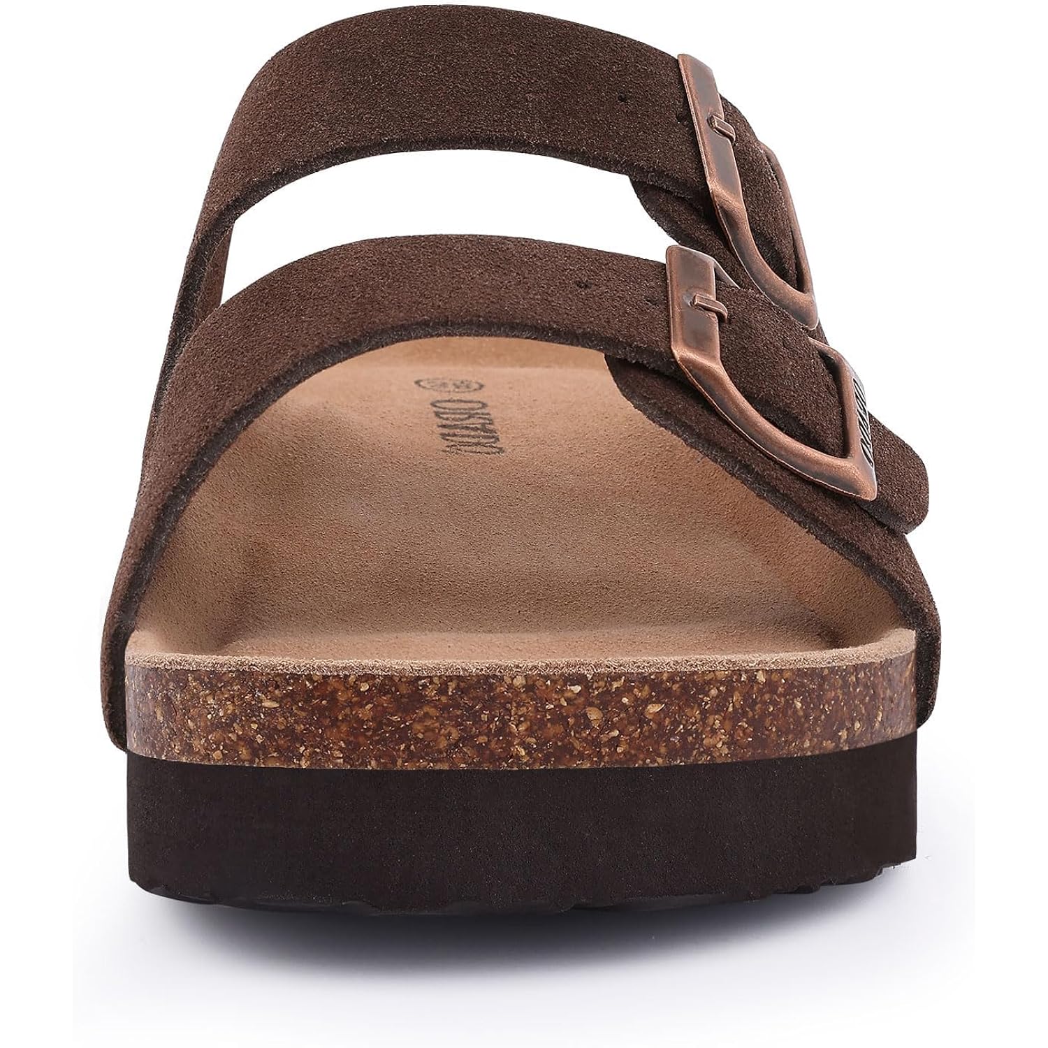 Platform Suede Sandals For Women Soft Cork Footbed Summer Slides With Adjustable Buckle
