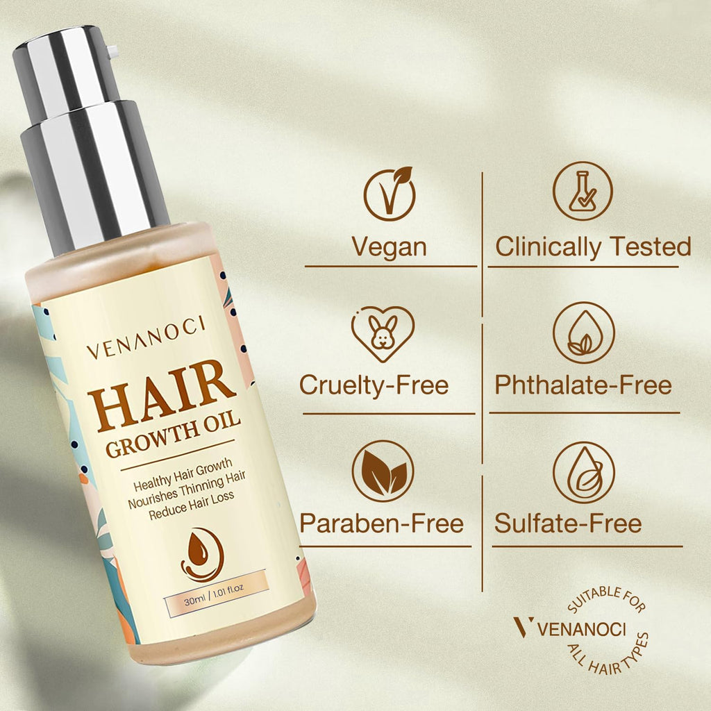 Hair Growth Oil With Rosemary & Biotin: Natural Hair Regrowth Serum For Women & Men – Anti Hair Loss & Thinning Treatment – Promotes Thicker, Fuller, Stronger, Healthier Hair – All Hair Types