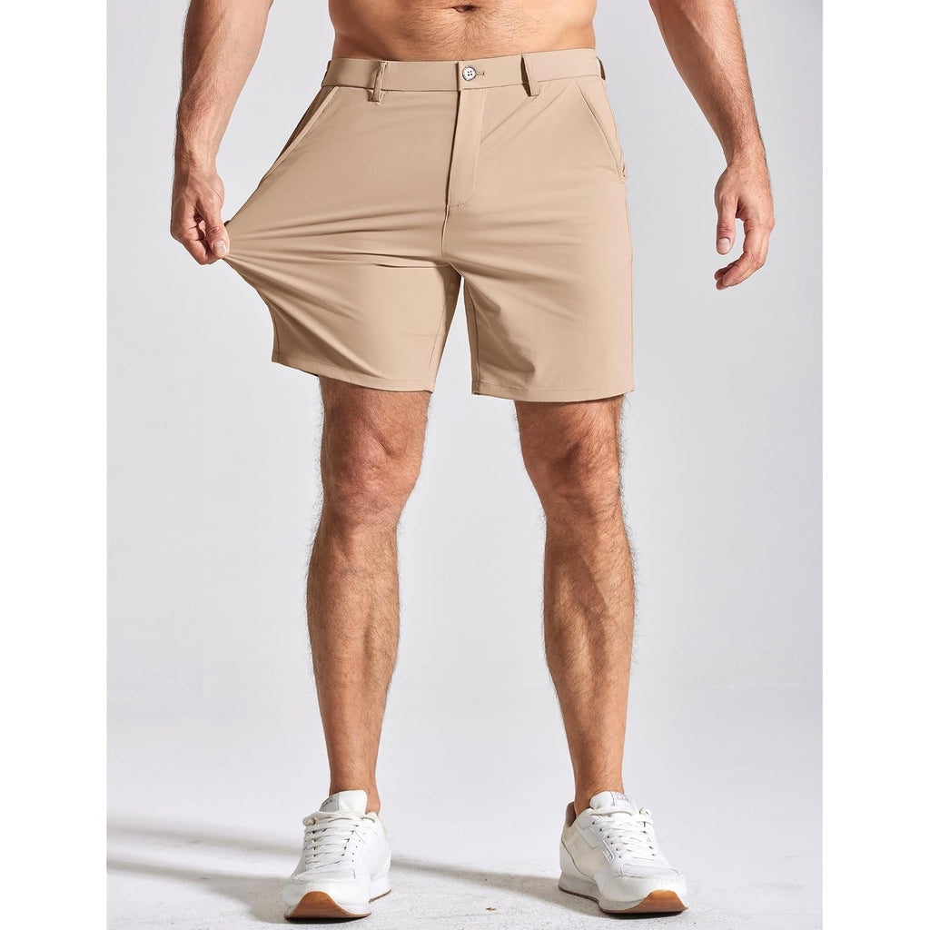 Coofandy Men'S Casual Shorts 7" Stretch Golf Shorts With 4 Pockets Quick Dry Lightweight Shorts Dress For Hiking Work