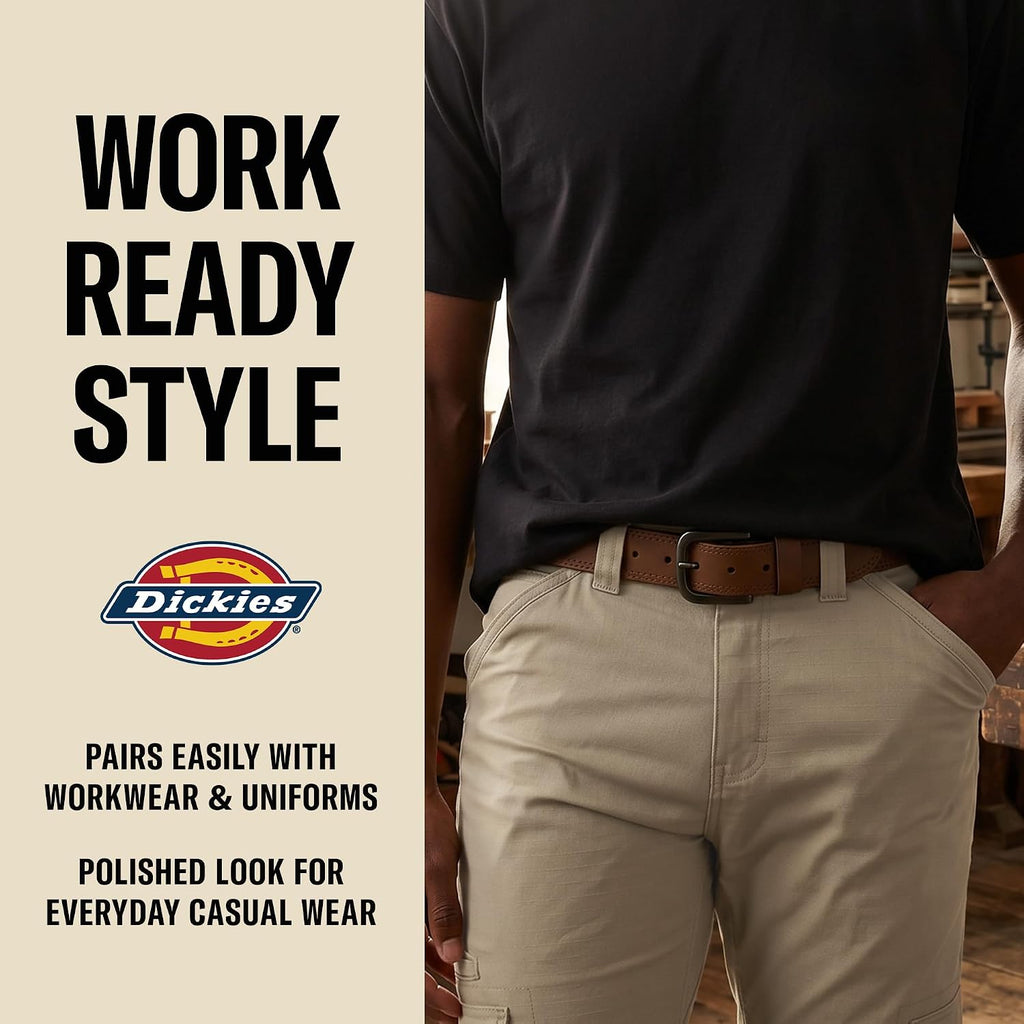 Dickies Mens Genuine Leather Belt – Durable Casual Style, Regular & Big And Tall Sizes