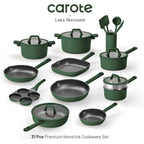 CAROTE 31PCS Pots and Pans Set, Nonstick Cookware Set Kitchen Non Stick Induction Titanium Cookware Non-toxic Granite Cooking set, PFOA Free
