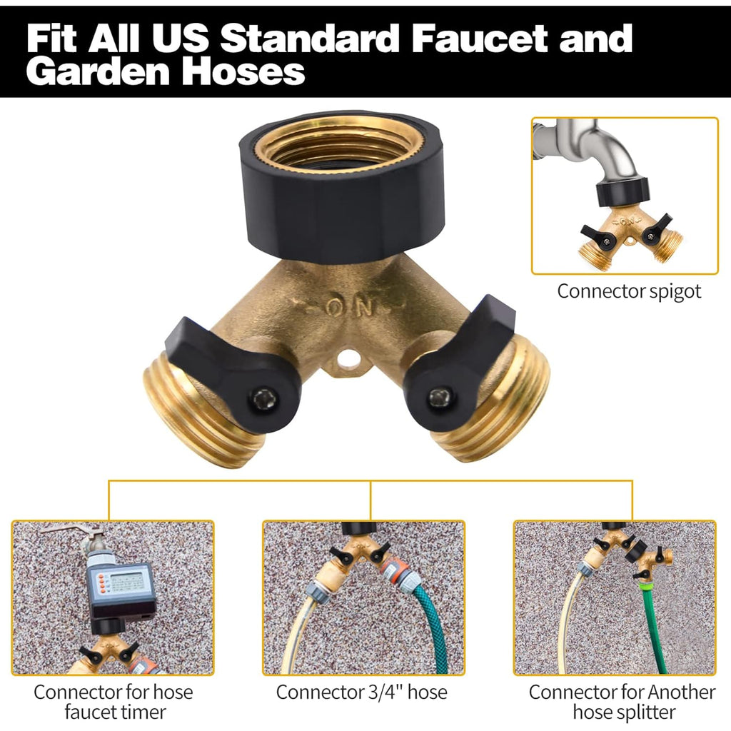 1/2/4 Pack 2 Way Hose Splitter, For 3/4" Hose Connector, With Rubber Washers & Tapes | For 3/4" Hose Connector