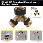 1/2/4 Pack 2 Way Hose Splitter, For 3/4" Hose Connector, With Rubber Washers & Tapes | For 3/4" Hose Connector