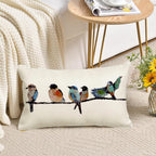 Outdoor Pillow Covers Waterproof 12X20,Outdoor Bird Lumbar Throw Pillow Cases Small Decorative Pillows For Couch Patio Furniture Polyester Linen Teal Blue