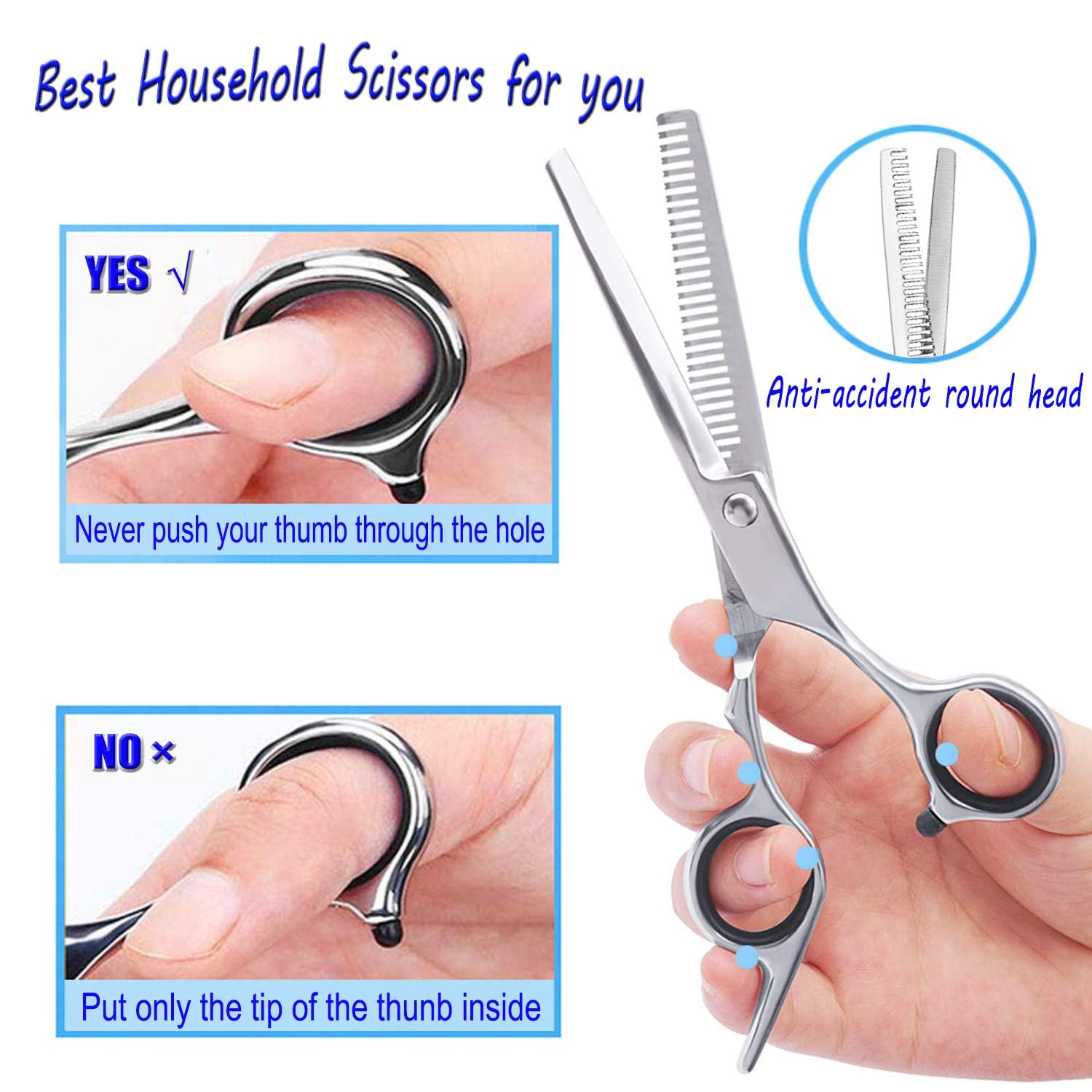 Professional Thinning Shears - 6.5-Inch Hair Cutting Scissors With Stainless Steel Blades, Fine Adjustment Screw For Home Salon, Barber And Hairdressing