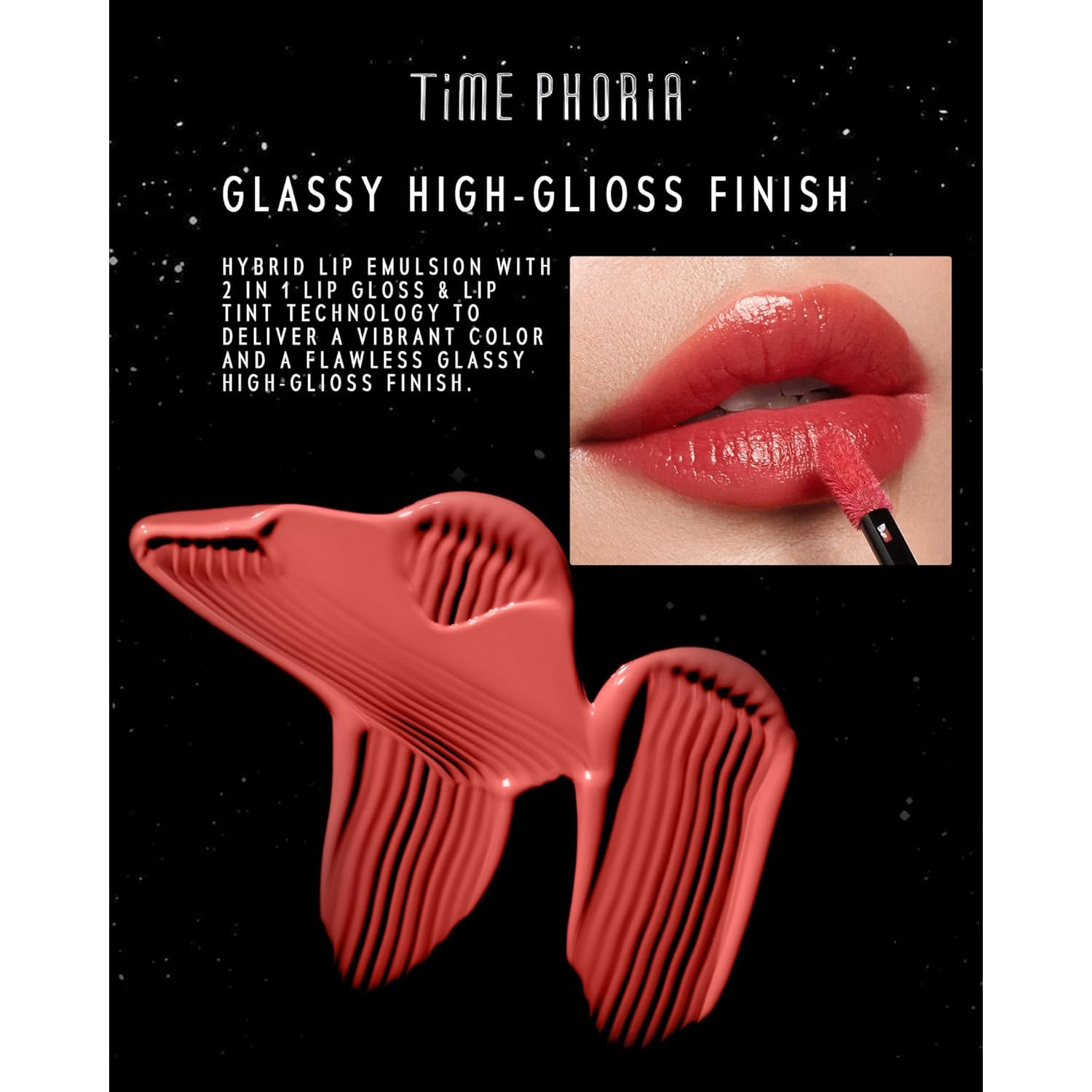 Stellar Dust Lip Stain 01 Calyptra, Transfer-Proof & Smudge-Proof Lip Gloss, Nude Brown Tinted Glossy Finish, High-Pigment Vibrant Color, Hydrating Lightweight Long-Lasting Lip Makeup