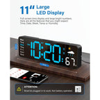 Digital Wall Clock, Digital Clock Large Display With Remote Control, Corded Led Alarm Clocks With Date, Week, Temp, Humidity, Auto Dst, Countdown, For Living Room Bedroom Classroom Office (Blue)