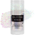 Iridescent White Body Glitter Stick, Face Hair Glitter Gel For Kids, Festival Rave Outfit Accessories For Women, Sparkling Mermaid Sequins Chunky Glitter Makeup, 0.56Oz