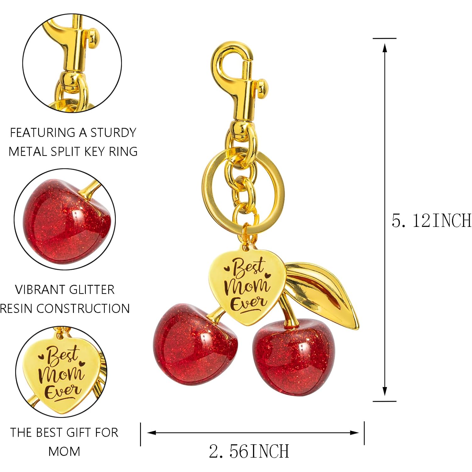 Poitvd Cherry Keychains Bag Charms Purse for Women, Car Key Chains Women Cute Gifts for Birthday Mothers Christmas Valentine