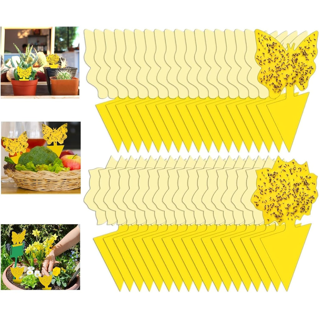 54 Pack Fruit Fly Trap For Indoor, Gnat Traps For House Indoor, Fungus Gnat Killer Sticky Traps For Plants, Mosquitoes, Flying Insects