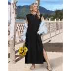 Zeagoo Summer Dresses For Women 2026 Long Maxi Sundresses Loose Split Wrinkle-Free Beach Travel Vacation Clothes