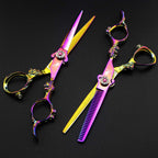 6.0" Professional Japan 440C Hair Cutting Shears - Salon Hair Blending/Thinning/Texturizing Scissor For Barber Or Home Use A-Rainbow