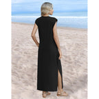 Zeagoo Summer Dresses For Women 2026 Long Maxi Sundresses Loose Split Wrinkle-Free Beach Travel Vacation Clothes