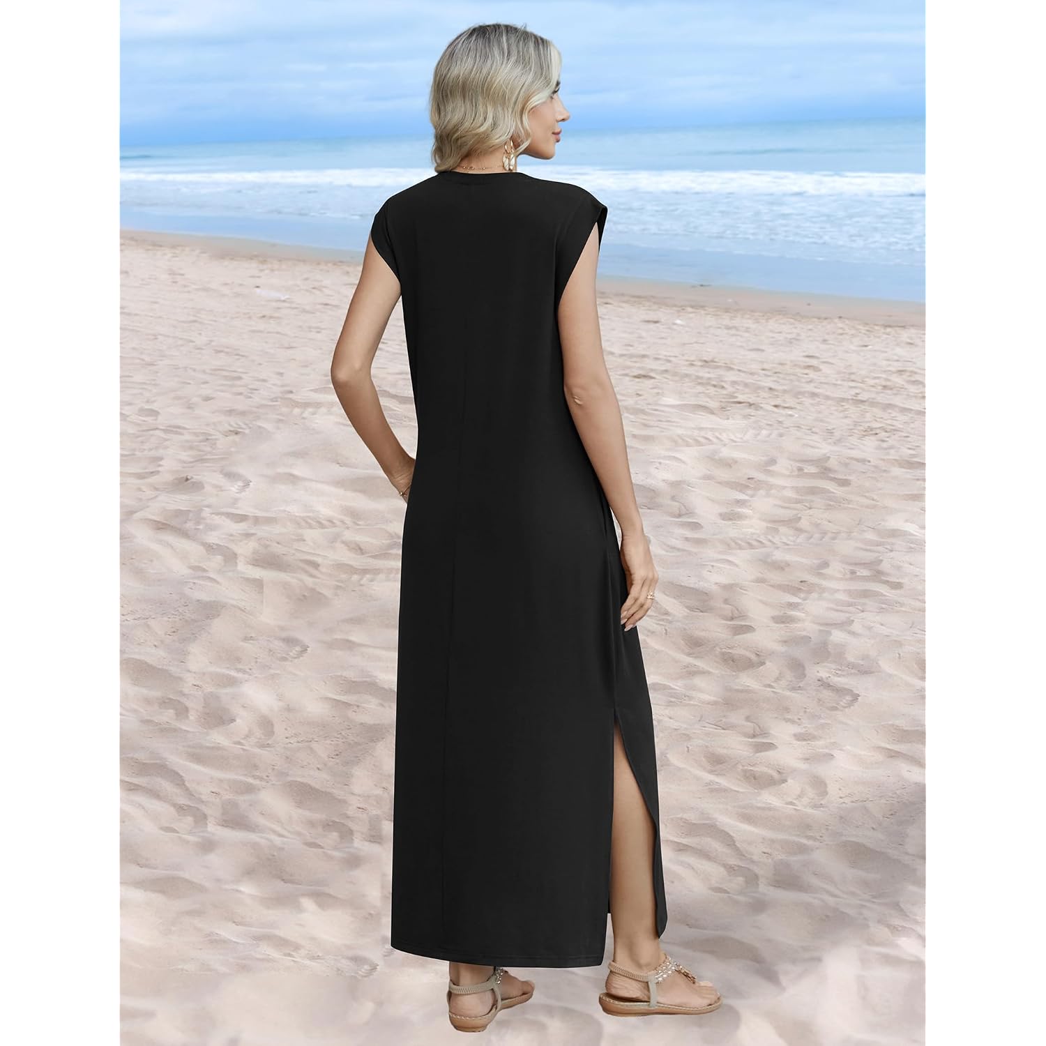 Zeagoo Summer Dresses For Women 2026 Long Maxi Sundresses Loose Split Wrinkle-Free Beach Travel Vacation Clothes