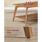 Vasagle Maezo Collection - Coffee Table, 2-Tier Center Table With Storage, Tapered Legs, Curved Transitions, 21.7 X 39.4 X 17.7 Inches, Easy To Assemble, For Living Room, Honey Brown Ulct249K01