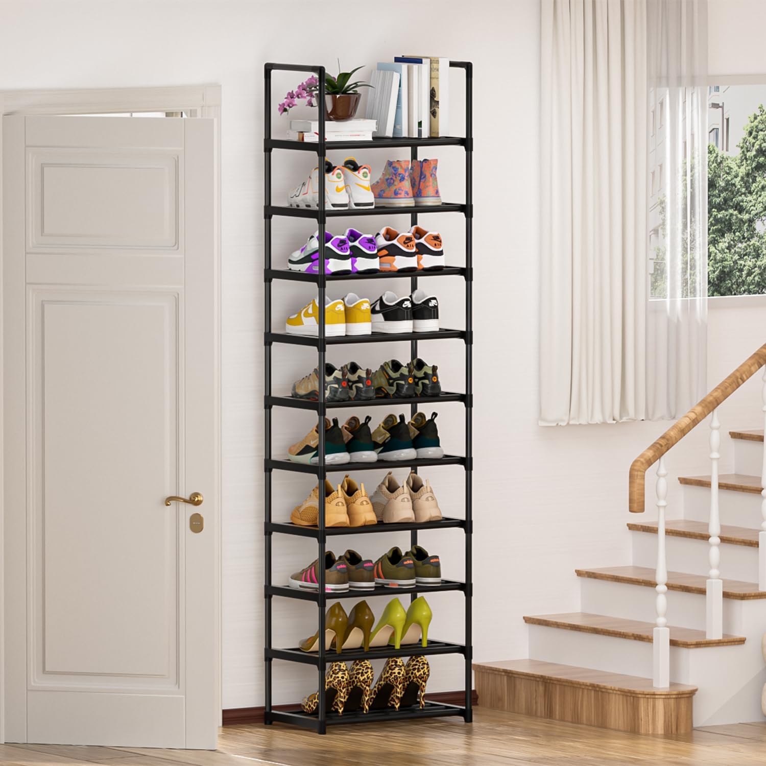 Sturdy Metal Organizer For Narrow Closets, Shoe Shelf Stand