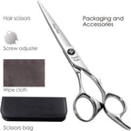 Cnc Professional Hair Cutting Scissors 6.0 Inch Sharp Convex Blade Barber Shears Made Of Vg10 Japanese Stainless Steel With Adjustment Screw For Salon Hairdressing And Home User