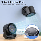 Desk Fan, Turbo Table Fan For Bedroom, 100-Speed Digital Display, Low Noise, 105° Adjustable Tilt, 7.5-Inch, Rechargeable Battery, Wall-Mouted Design For Home, Office, Travel Dark Black