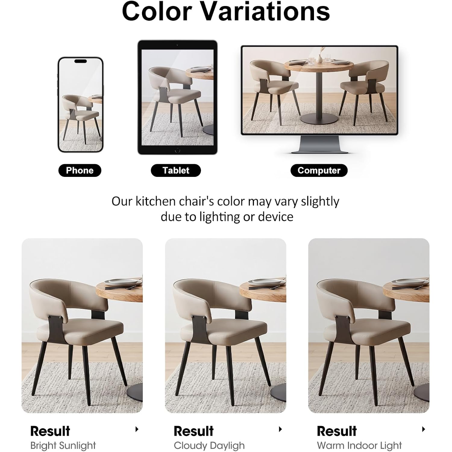 Dining Chairs Set Of 4, Modern Upholstered Faux Leather Kitchen Chairs With Curved Back, Easy To Assemble & Clean For Dining Room, Restaurant, Cafe, Warm Gray
