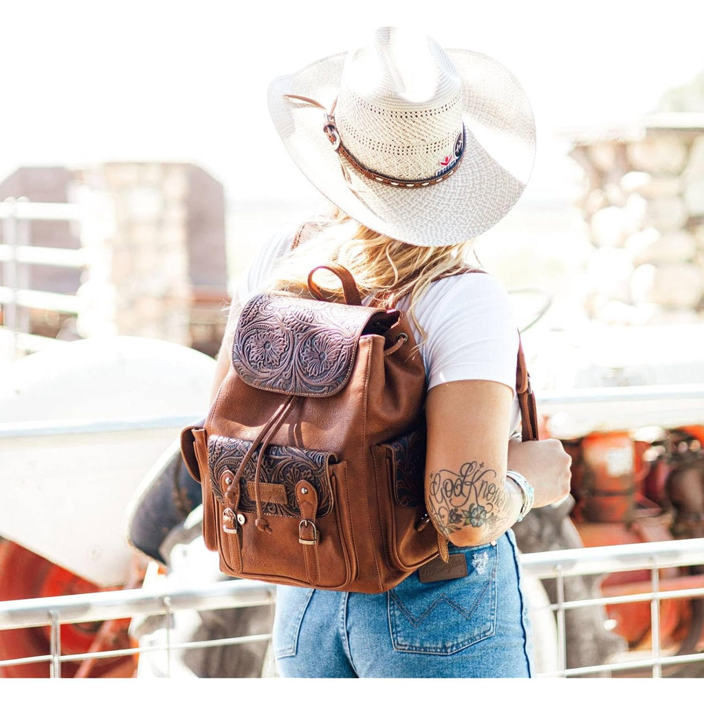 Montana West Wrangler Backpack Purse For Women Men Western Backpack Floral Tooled Travel Bags