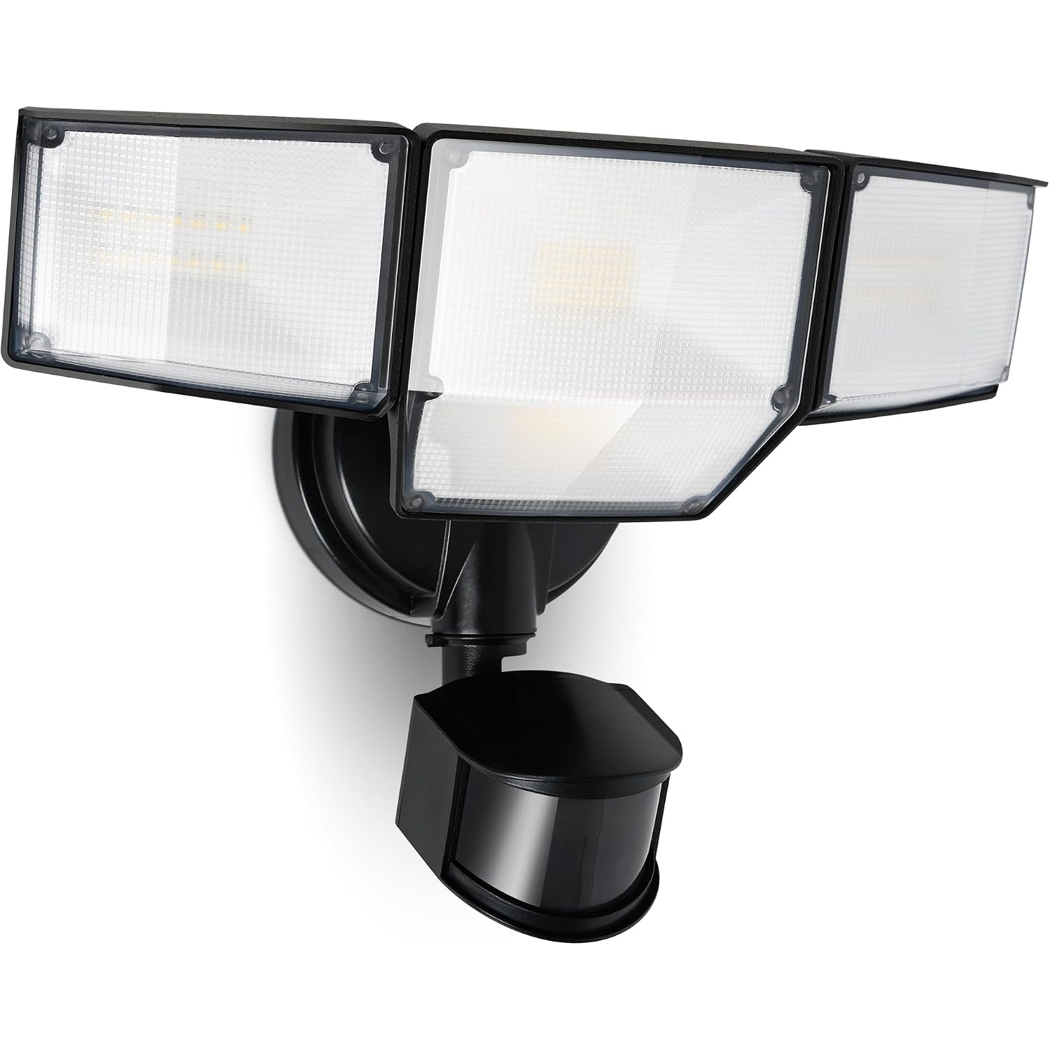 Lutec 80W 9000Lm Led Security Light Hardwire Motion Sensor Outdoor Lights, 4 Head Led Flood Lights Outdoor 5000K Daylight, Ip65 Waterproof, Motion Detected Lights For Outside, Garage, Yard (Black)