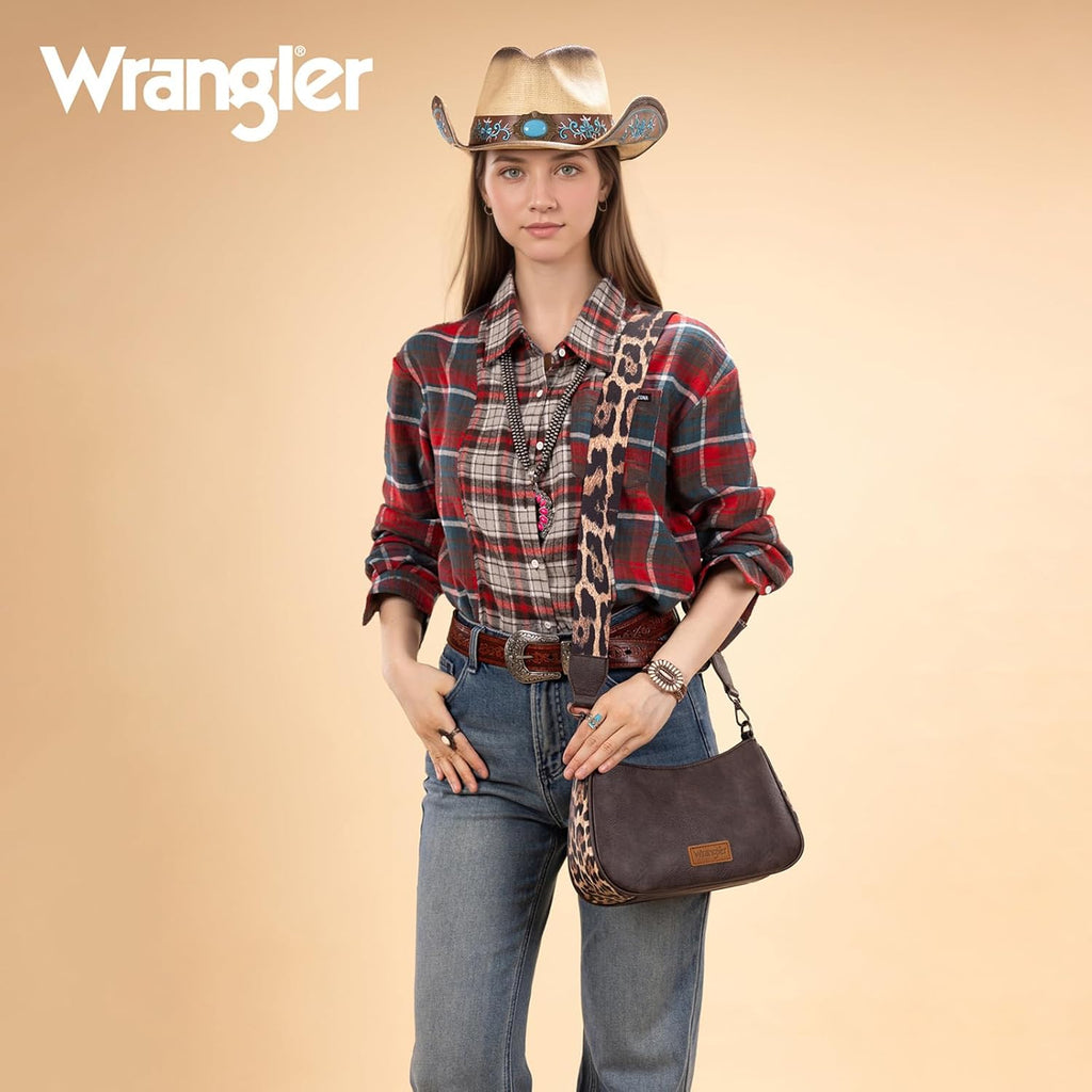 Wrangler Western Shoulder Bag for Women Small Purse Aztec Hobo Bag HandBag with Detachable Strap