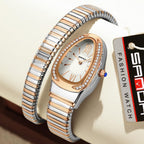 Gosasa Snake Bracelet Watch For Women, Elegant Wrap Around Bangle Wristwatch, Fashion Jewelry Style Quartz Watch, Adjustable Cuff Serpenti Watch For Dress & Gift